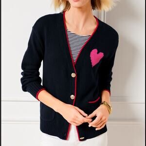 NEW TALBOTS V-NECK CARDIGAN - TIPPED HEART SIZE MEDIUM